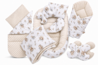 ZESTAW NIEMOWLAKA 6EL. CZTERY SŁONIE PRODUKT POLSKI - Misie w koszyczkach beż