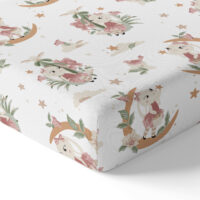 CZTERY SŁONIE Prześcieradło z Gumką do Łóżeczka PRODUKT POLSKI - BUNNY STAR, BRĄZ, 120x60