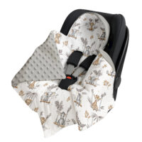 Kocyk do Fotelika Nosidełka Otulacz, Cztery Słonie - SAFARI NA HUŚTAWKACH BEŻ