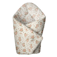 Libra – Rożek z kokardą 75x75cm - Rożek niemowlęcy z kokardą z muślinu kreszowanego, Kwiaty