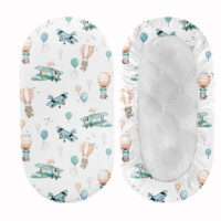 PRZEŚCIERADŁO DO GONDOLI WÓZKA KOŁYSKI BAWEŁNA, Cztery Słonie - LIS W SAMOLOCIE ZIELEŃ