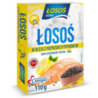 Łosoś Ustka - Łosoś w oleju z pieprzem cytrynowym 110g