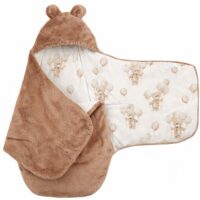 OTULACZ DO FOTELIKA NOSIDEŁKA ZAPINANY CIEPŁY BAWEŁNA PLUSZ PRODUKT POLSKI CZTERY SŁONIE - Miś uszatek, Brown