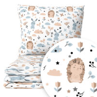 CZTERY SŁONIE Pościel Dziecięca do Łóżeczka 2el PRODUKT POLSKI - Jeż z królikiem, 120x90