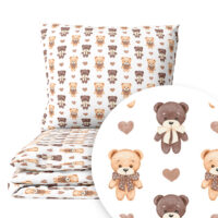 CZTERY SŁONIE Pościel Dziecięca do Łóżeczka 2el PRODUKT POLSKI - Misie z serduszkiem, 135x100