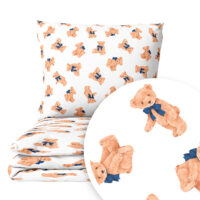 CZTERY SŁONIE Pościel Dziecięca do Łóżeczka 2el PRODUKT POLSKI - Misio z kokardą, 135x100