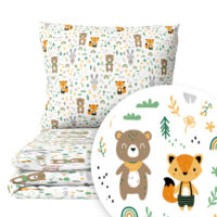 CZTERY SŁONIE Pościel Dziecięca do Łóżeczka 2el PRODUKT POLSKI - Przyjaciele zieleń, 120x90