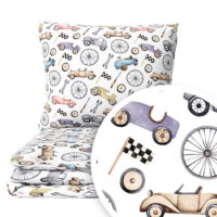 CZTERY SŁONIE Pościel Dziecięca do Łóżeczka 2el PRODUKT POLSKI - Retro mechanik beż, 120x90