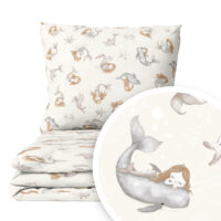 CZTERY SŁONIE Pościel Dziecięca do Łóżeczka 2el PRODUKT POLSKI - Syrenka beż, 120x90