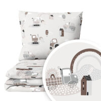 CZTERY SŁONIE Pościel Dziecięca do Łóżeczka 2el PRODUKT POLSKI - Traktory i koparki na szarym, 120x90