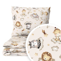 CZTERY SŁONIE Pościel Dziecięca do Łóżeczka 2el PRODUKT POLSKI - Zoo na chmurkach beż, 120x90