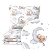 CZTERY SŁONIE Pościel Dziecięca do Łóżeczka 2el PRODUKT POLSKI - Misie na księżycu, 135x100