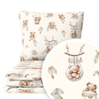 CZTERY SŁONIE Pościel Dziecięca do Łóżeczka 2el PRODUKT POLSKI - Misie w koszyczkach beż, 120x90