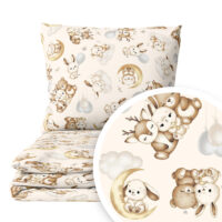 CZTERY SŁONIE Pościel Dziecięca do Łóżeczka 2el PRODUKT POLSKI - Milusie Beż, 135x100