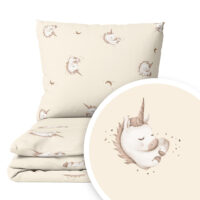 CZTERY SŁONIE Pościel Dziecięca do Łóżeczka 2el PRODUKT POLSKI - Jednorożec na beżu, 120x90