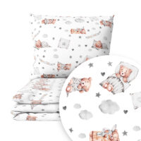 CZTERY SŁONIE Pościel Dziecięca do Łóżeczka 2el PRODUKT POLSKI - Miś śpioch, 135x100