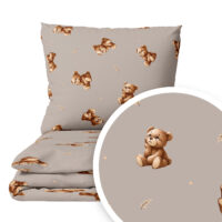 CZTERY SŁONIE Pościel Dziecięca do Łóżeczka 2el PRODUKT POLSKI - Zamyślony miś na beżu, 120x90