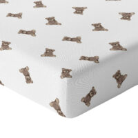 CZTERY SŁONIE Prześcieradło z Gumką do Łóżeczka PRODUKT POLSKI - BRĄZOWE NIEDŹWIADKI BEŻ, 160x80