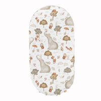 PRZEŚCIERADŁO DO GONDOLI WÓZKA KOŁYSKI BAWEŁNA, Cztery Słonie - Słoń i króliki biały