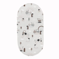 PRZEŚCIERADŁO DO GONDOLI WÓZKA KOŁYSKI BAWEŁNA, Cztery Słonie - Traktory i koparki na szarym