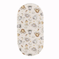 PRZEŚCIERADŁO DO GONDOLI WÓZKA KOŁYSKI BAWEŁNA, Cztery Słonie - Zoo na chmurkach beż