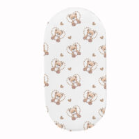 PRZEŚCIERADŁO DO GONDOLI WÓZKA KOŁYSKI BAWEŁNA, Cztery Słonie - Misio w serduszku na białym