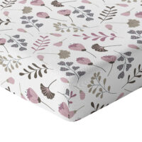 CZTERY SŁONIE Prześcieradło z Gumką do Łóżeczka PRODUKT POLSKI - LISTKI RÓŻOWE, 120x60