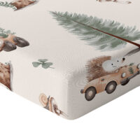 CZTERY SŁONIE Prześcieradło z Gumką do Łóżeczka PRODUKT POLSKI - LEŚNA WYPRAWA, 120x60