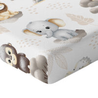 CZTERY SŁONIE Prześcieradło z Gumką do Łóżeczka PRODUKT POLSKI - MAŁE ZOO, 160x80