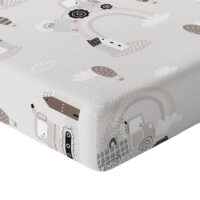 CZTERY SŁONIE Prześcieradło z Gumką do Łóżeczka PRODUKT POLSKI - TRAKTORY I KOPARKI NA SZARYM, 160x80