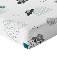 CZTERY SŁONIE Prześcieradło z Gumką do Łóżeczka PRODUKT POLSKI - AUTA NA GÓRCE, 90x40