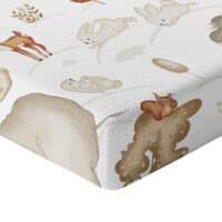 CZTERY SŁONIE Prześcieradło z Gumką do Łóżeczka PRODUKT POLSKI - SŁOŃ I KRÓLIKI BIAŁY, 90x40