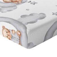 CZTERY SŁONIE Prześcieradło z Gumką do Łóżeczka PRODUKT POLSKI - MISIE NA KSIĘŻYCU, 140x70