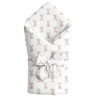 Libra – Rożek z kokardą 75x75cm - Rożek niemowlęcy z kokardą z muślinu kreszowanego, Króliczek