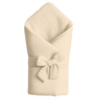 Libra – Rożek z kokardą 75x75cm - Rożek niemowlęcy z kokardą z muślinu kreszowanego, 75x75 cm Beżowy