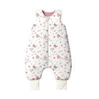 ŚPIWOREK DO SPANIA Z NOGAWKAMI NIEMOWLĘCY BAWEŁNA 100% PRODUKT POLSKI - POLNA MYSZ, pastelowy róż, Całoroczny 24-36m