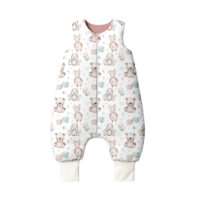 ŚPIWOREK DO SPANIA Z NOGAWKAMI NIEMOWLĘCY BAWEŁNA 100% PRODUKT POLSKI - PLUSZOWY MIŚ, pastelowy róż, Całoroczny 24-36m