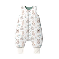 ŚPIWOREK DO SPANIA Z NOGAWKAMI NIEMOWLĘCY BAWEŁNA 100% PRODUKT POLSKI - PLUSZOWY MIŚ, patynowy, Całoroczny 0-12m