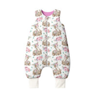 ŚPIWOREK DO SPANIA Z NOGAWKAMI NIEMOWLĘCY BAWEŁNA 100% PRODUKT POLSKI - SARNA W RÓŻACH, ciemny róż, Całoroczny 24-36m