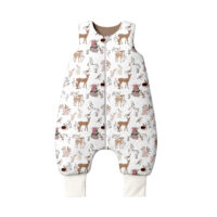 ŚPIWOREK DO SPANIA NIEMOWLĘCY BAWEŁNA 100% PRODUKT POLSKI - WILK I PRZYJACIELE, KAKAO, Całoroczny 0-12m