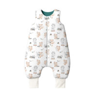 ŚPIWOREK DO SPANIA Z NOGAWKAMI NIEMOWLĘCY BAWEŁNA 100% PRODUKT POLSKI - ZABAWA LISA I KRÓLIKA, ciemny morski, Całoroczny 24-36m