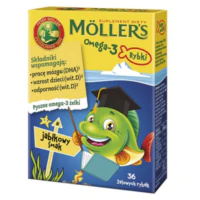 Żelki Rybki Omega-3, 36szt., Moller's - Jabłkowe