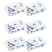 Nawilżane Chusteczki 99% Water, Aqua Wipes - Białe, 6 sztuk