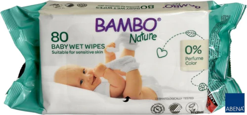 Bambo Nature Bezzapachowe Chusteczki Nawilżane, 80szt.