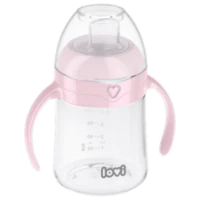 Pierwszy Kubek Bidon Silikonowy z Ustnikiem, 150ml, LOVI - Różowy
