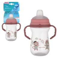 Kubek Niekapek Silikonowym Ustnikiem First Cup, Canpol - Bonjour Różowy, 250ml