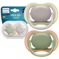 Smoczki Silikonowe Uspokajające 6-18m, Philips Avent - Ultra Air 6-18m ZIELONY/SZARY