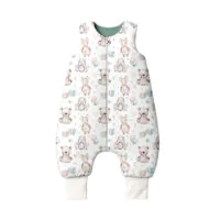 ŚPIWOREK DO SPANIA Z NOGAWKAMI NIEMOWLĘCY BAWEŁNA 100% PRODUKT POLSKI - PLUSZOWY MIŚ, patynowy, Całoroczny 0-12m